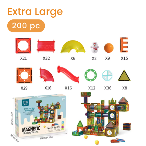 Magnetic Tiles Marble Run Set – A Build-It-Yourself Ball Run for Kids Extra Large