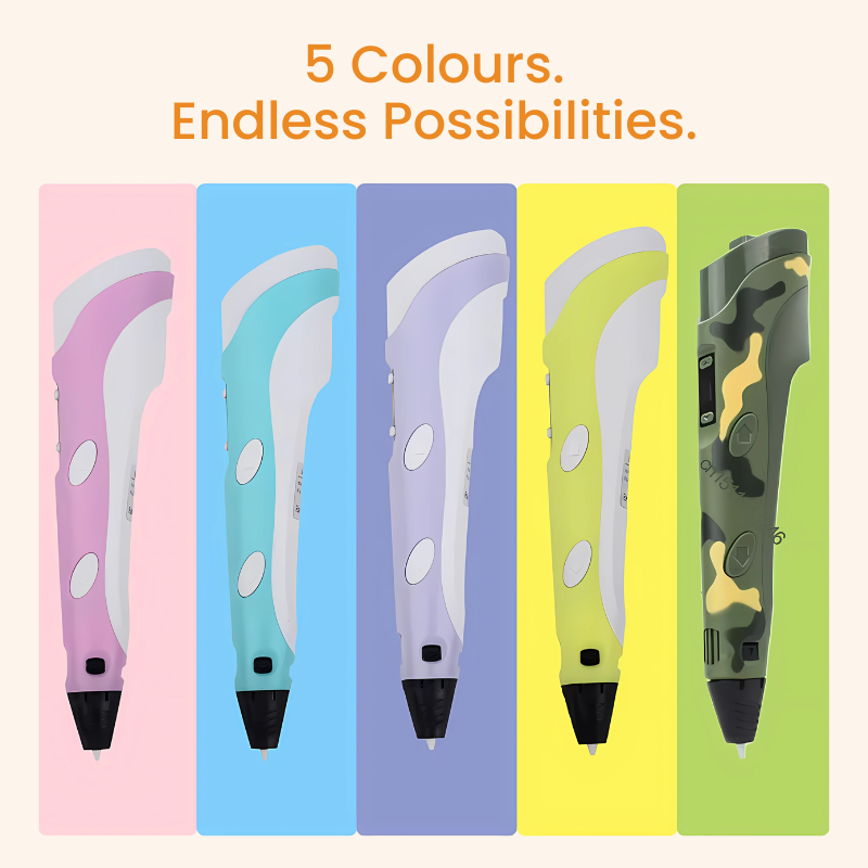 Five colorful pens with a gradient background and text '5 Colours. Endless Possibilities.'