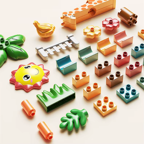 Duplo-Compatible Mechanical Marble Run Toy Set with Electric Ball Lift Blocks Sample