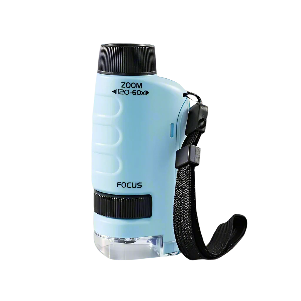 Mini Microscope for Kids – Portable Pocket Microscope for STEM Learning Blue