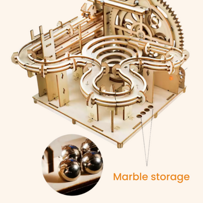 DIY Wooden Marble Run Set - Build Your Own Manual Crank Ball Run Model Marble Storage